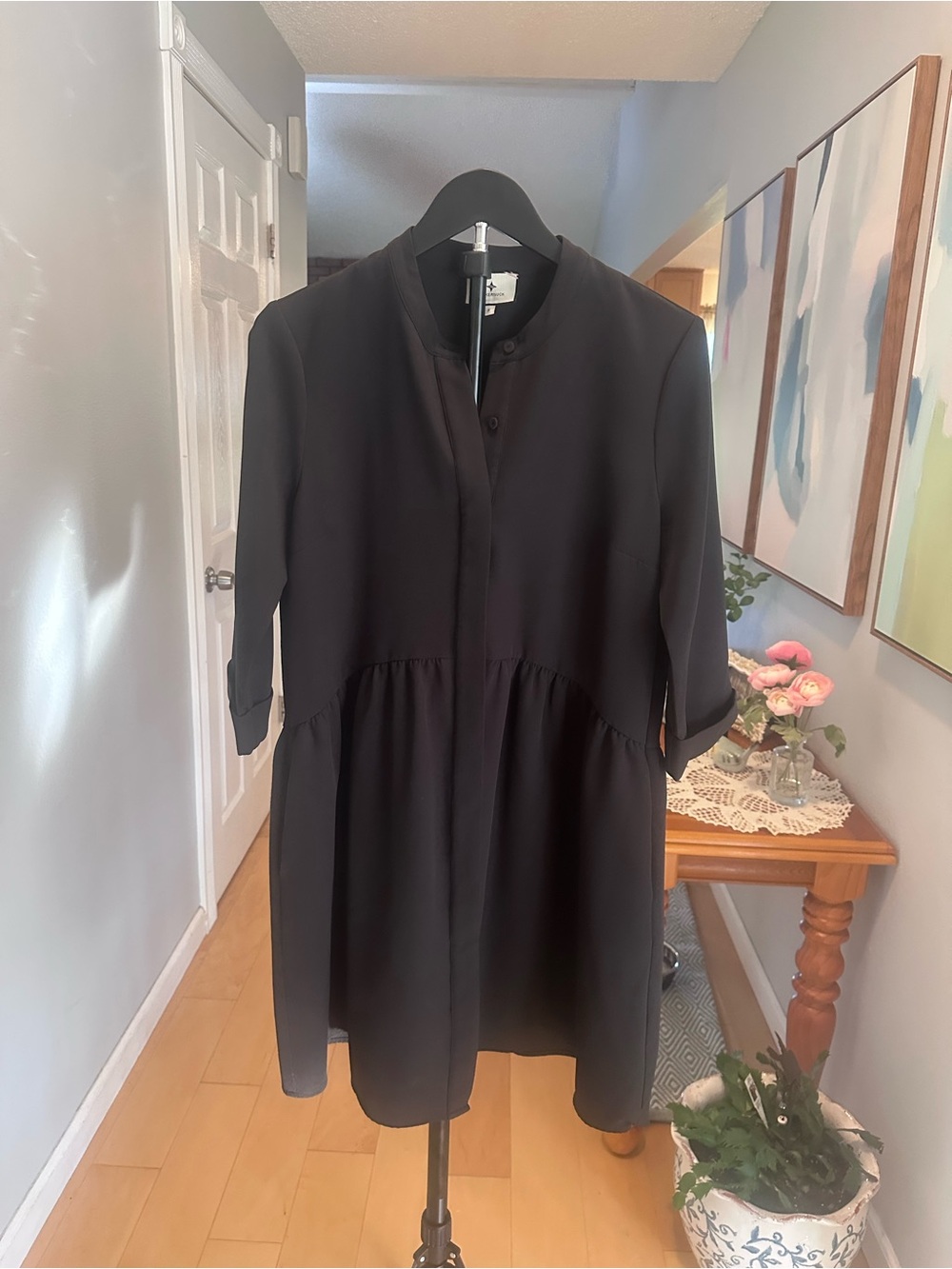Tuckernuck Black Stretch Crepe Royal Shirt Dress Size Small, Half Sleeve - Picture 9 of 9